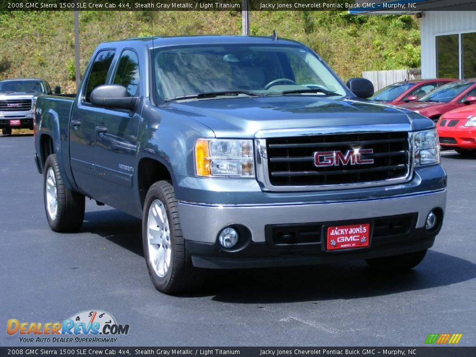 2008 GMC Sierra 1500 SLE Crew Cab 4x4 Stealth Gray Metallic / Light Titanium Photo #4