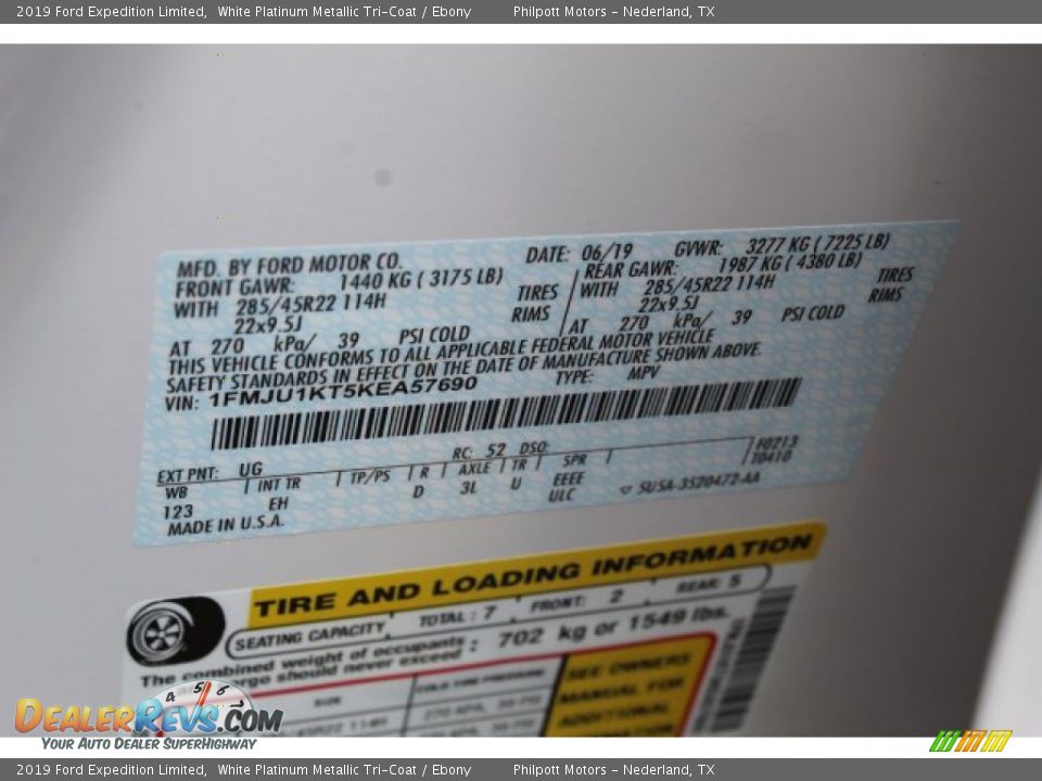 2019 Ford Expedition Limited White Platinum Metallic Tri-Coat / Ebony Photo #24