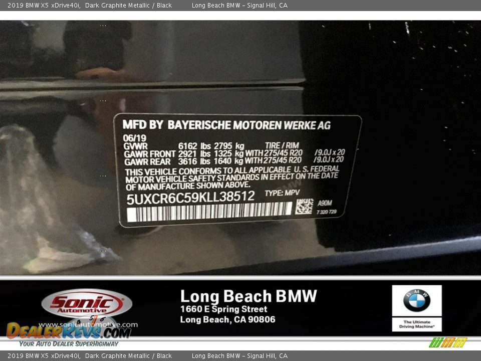 2019 BMW X5 xDrive40i Dark Graphite Metallic / Black Photo #11
