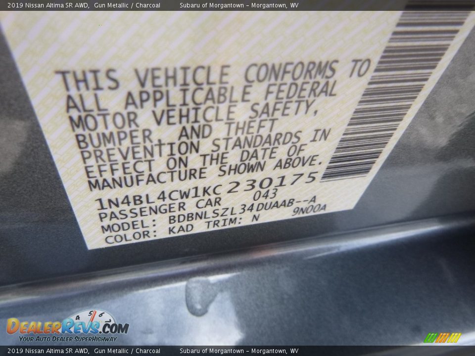 2019 Nissan Altima SR AWD Gun Metallic / Charcoal Photo #16