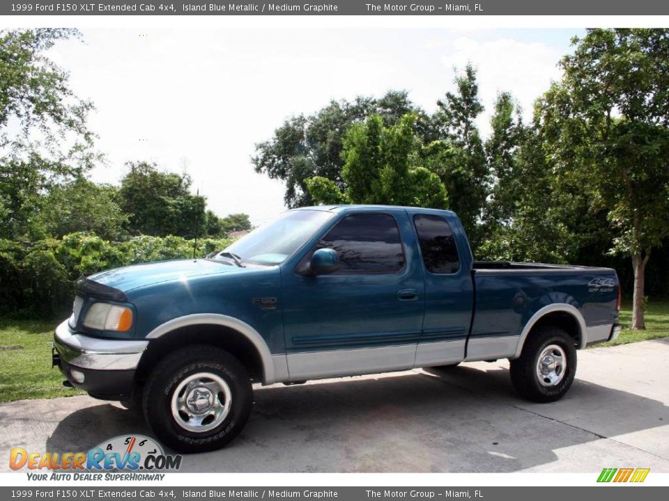 1999 Ford F150 XLT Extended Cab 4x4 Island Blue Metallic / Medium Graphite Photo #3