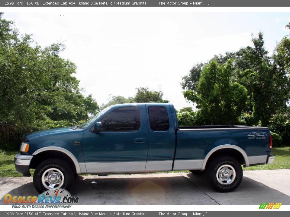 1999 Ford F150 XLT Extended Cab 4x4 Island Blue Metallic / Medium Graphite Photo #4