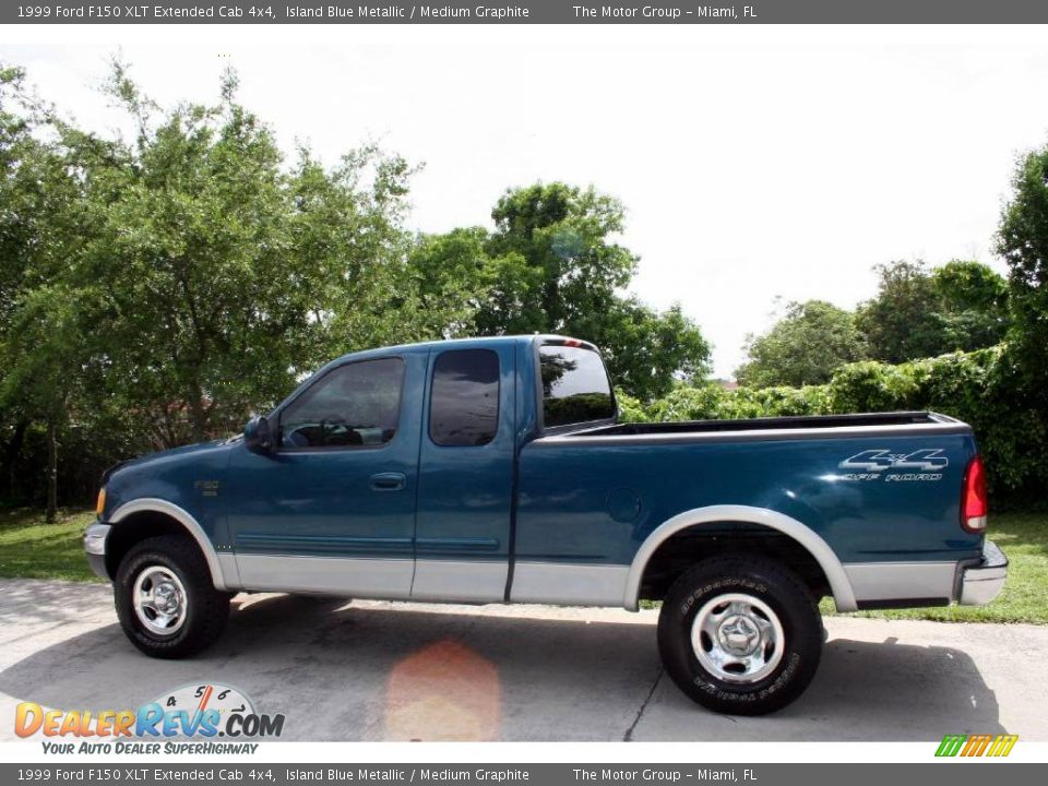 1999 Ford F150 XLT Extended Cab 4x4 Island Blue Metallic / Medium Graphite Photo #5