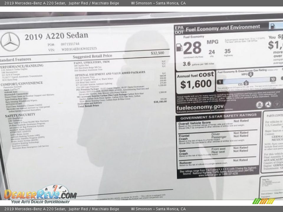 2019 Mercedes-Benz A 220 Sedan Jupiter Red / Macchiato Beige Photo #10