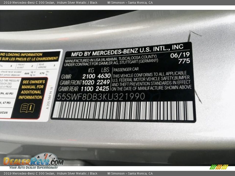 2019 Mercedes-Benz C 300 Sedan Iridium Silver Metallic / Black Photo #11