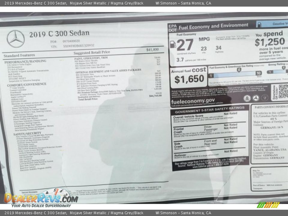 2019 Mercedes-Benz C 300 Sedan Mojave Silver Metallic / Magma Grey/Black Photo #10