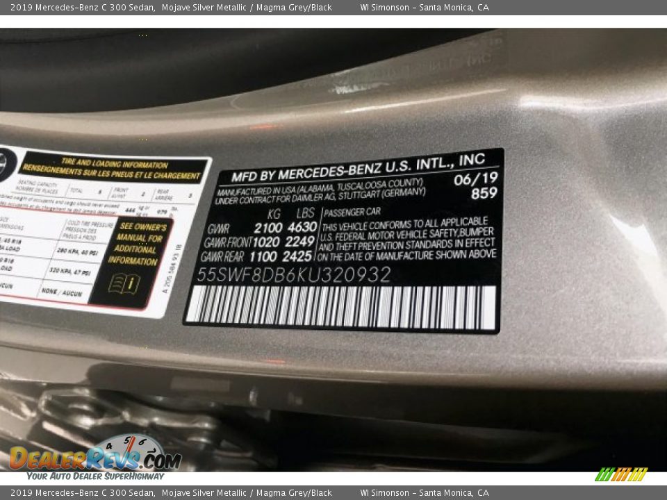 2019 Mercedes-Benz C 300 Sedan Mojave Silver Metallic / Magma Grey/Black Photo #11