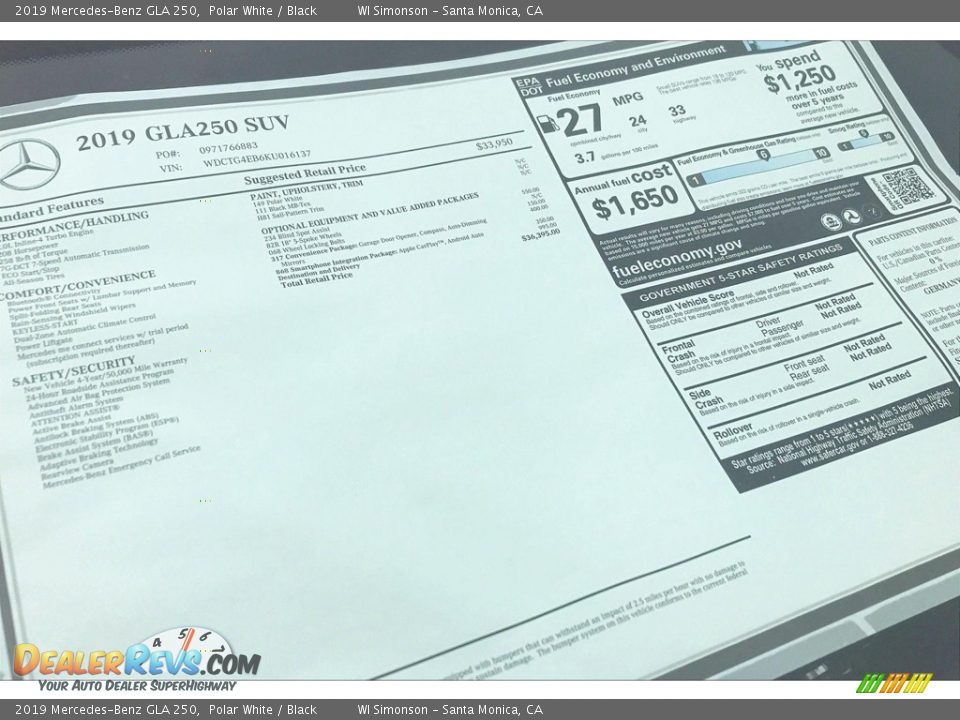 2019 Mercedes-Benz GLA 250 Polar White / Black Photo #11