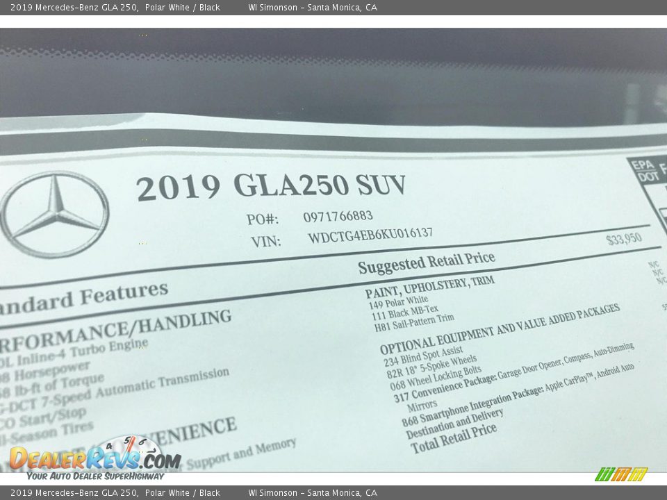 2019 Mercedes-Benz GLA 250 Polar White / Black Photo #12