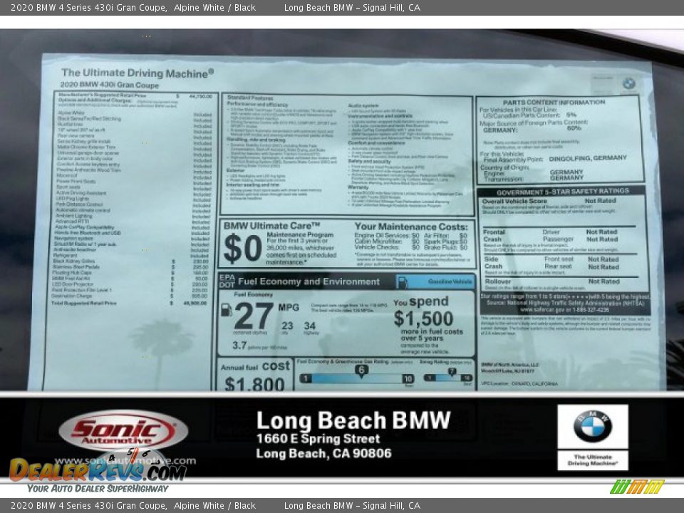 2020 BMW 4 Series 430i Gran Coupe Alpine White / Black Photo #10