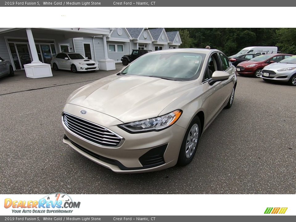 2019 Ford Fusion S White Gold / Medium Light Stone Photo #3