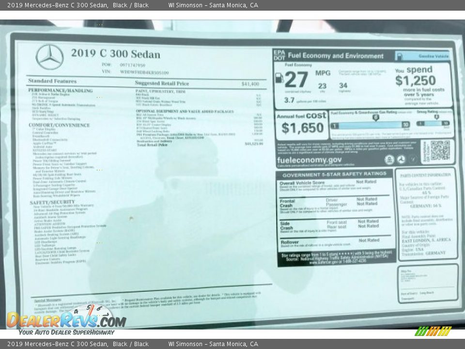 2019 Mercedes-Benz C 300 Sedan Black / Black Photo #10