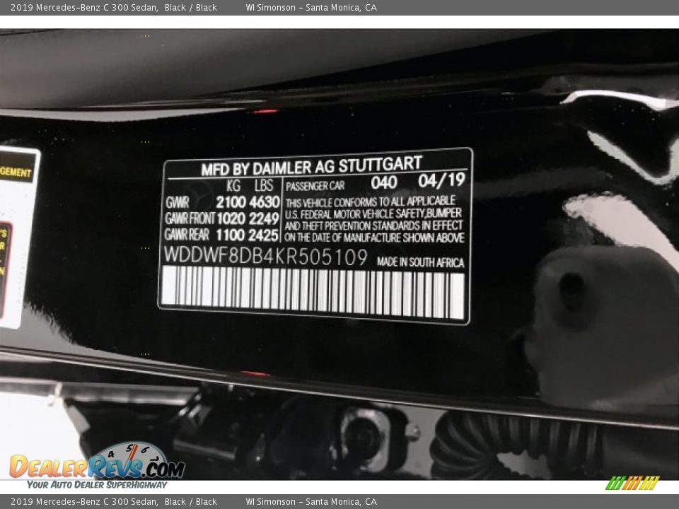 2019 Mercedes-Benz C 300 Sedan Black / Black Photo #11