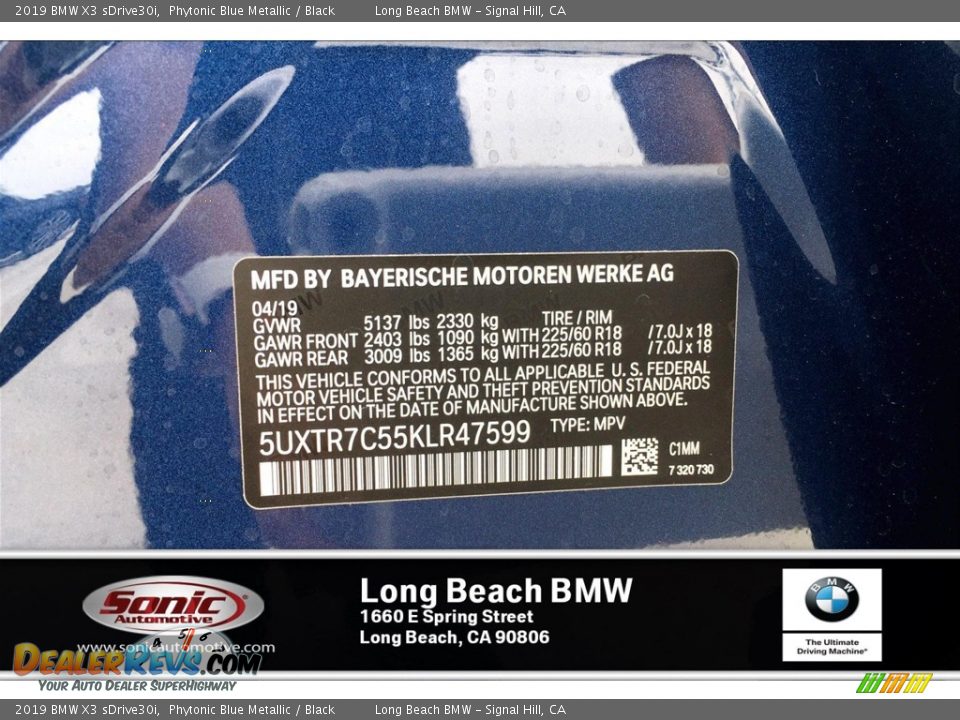 2019 BMW X3 sDrive30i Phytonic Blue Metallic / Black Photo #11