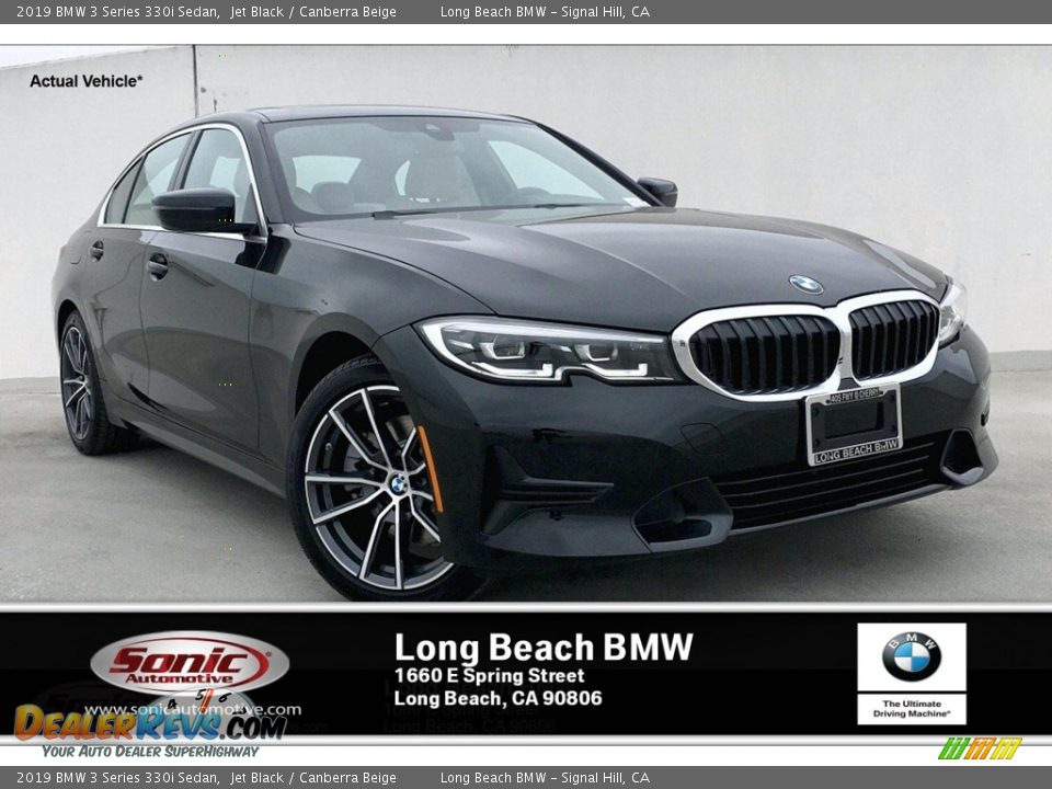 2019 BMW 3 Series 330i Sedan Jet Black / Canberra Beige Photo #1