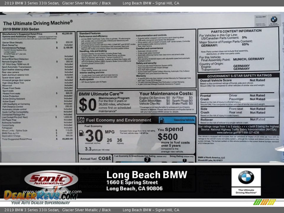 2019 BMW 3 Series 330i Sedan Glacier Silver Metallic / Black Photo #10