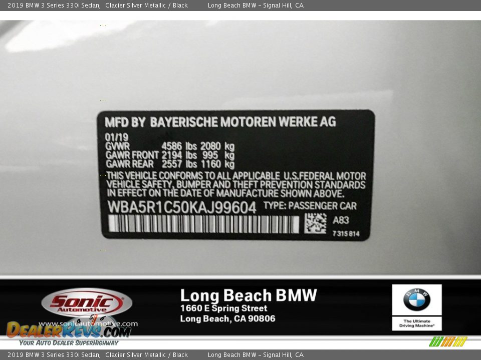 2019 BMW 3 Series 330i Sedan Glacier Silver Metallic / Black Photo #11