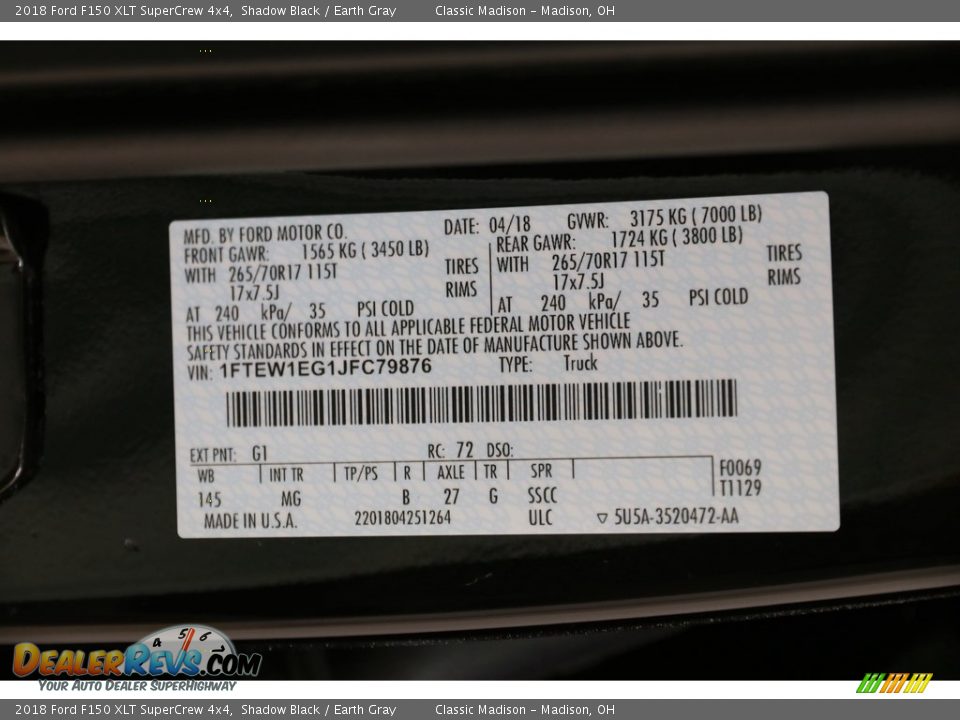2018 Ford F150 XLT SuperCrew 4x4 Shadow Black / Earth Gray Photo #19