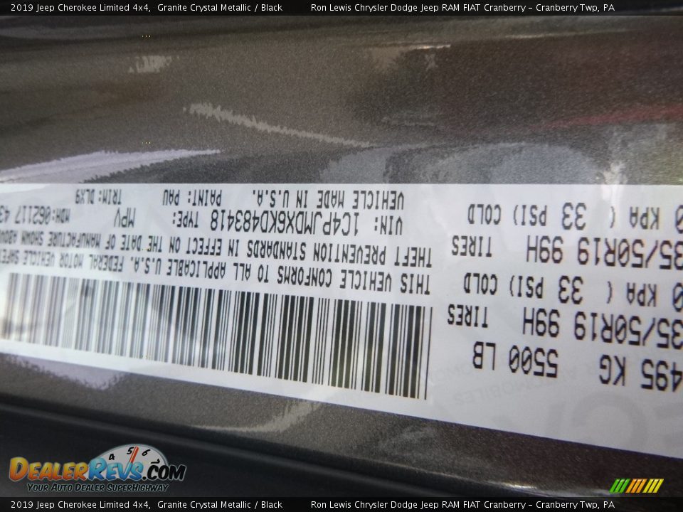 2019 Jeep Cherokee Limited 4x4 Granite Crystal Metallic / Black Photo #14