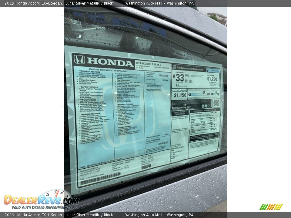 2019 Honda Accord EX-L Sedan Lunar Silver Metallic / Black Photo #15