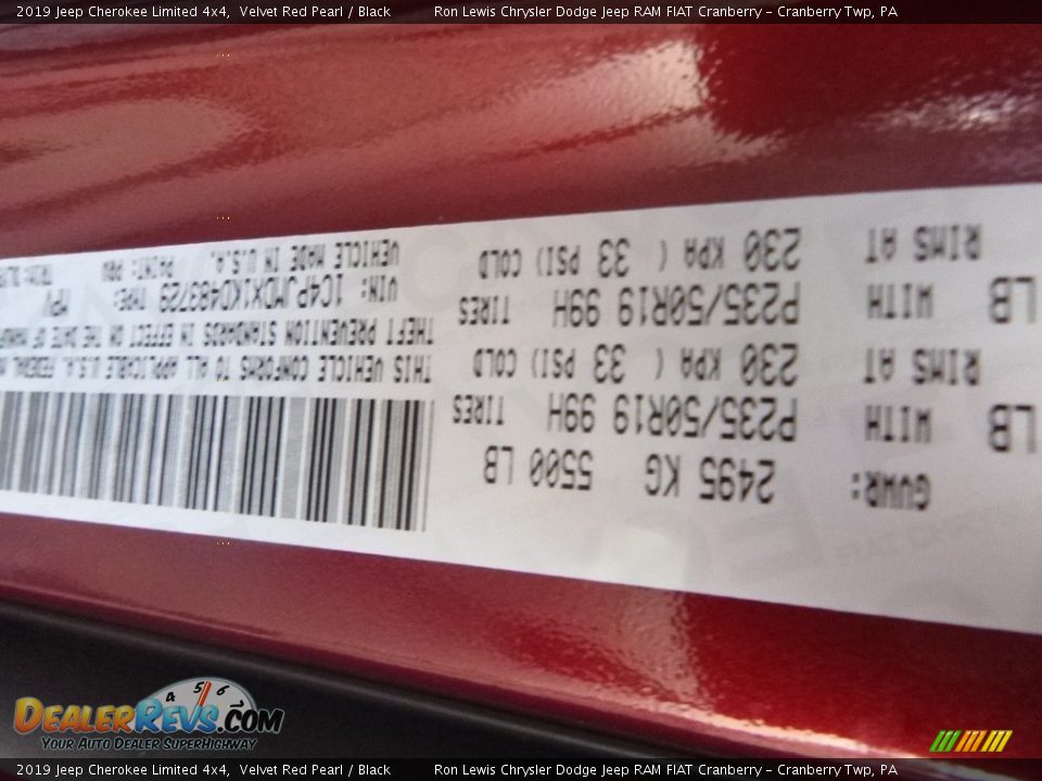 2019 Jeep Cherokee Limited 4x4 Velvet Red Pearl / Black Photo #14