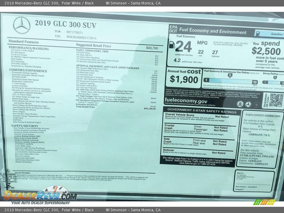 2019 Mercedes-Benz GLC 300 Polar White / Black Photo #10