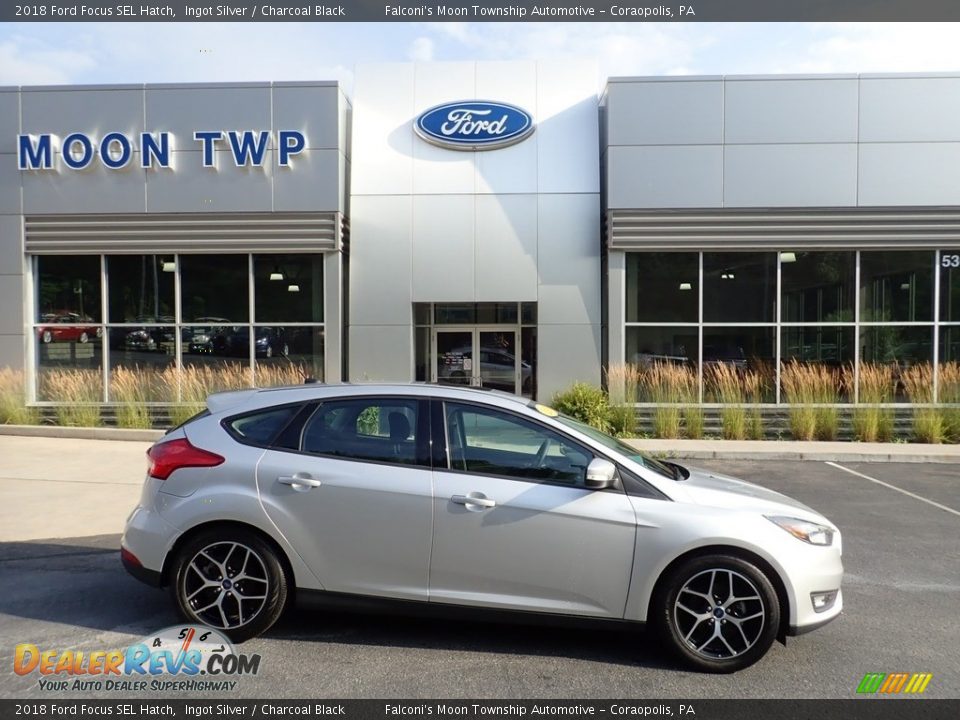 2018 Ford Focus SEL Hatch Ingot Silver / Charcoal Black Photo #1