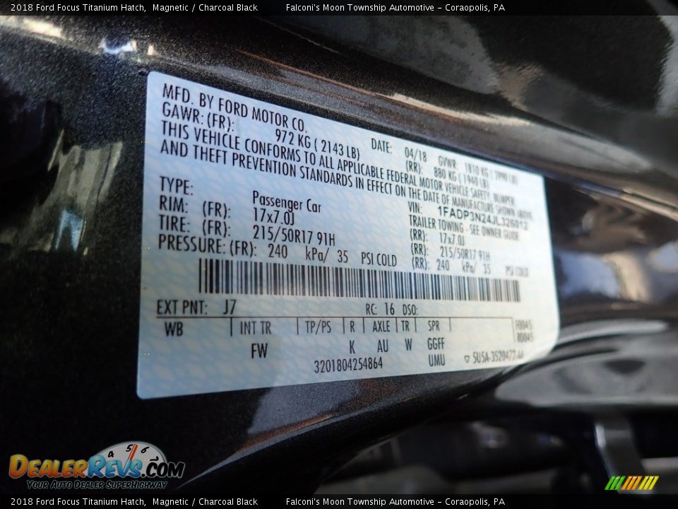 2018 Ford Focus Titanium Hatch Magnetic / Charcoal Black Photo #23