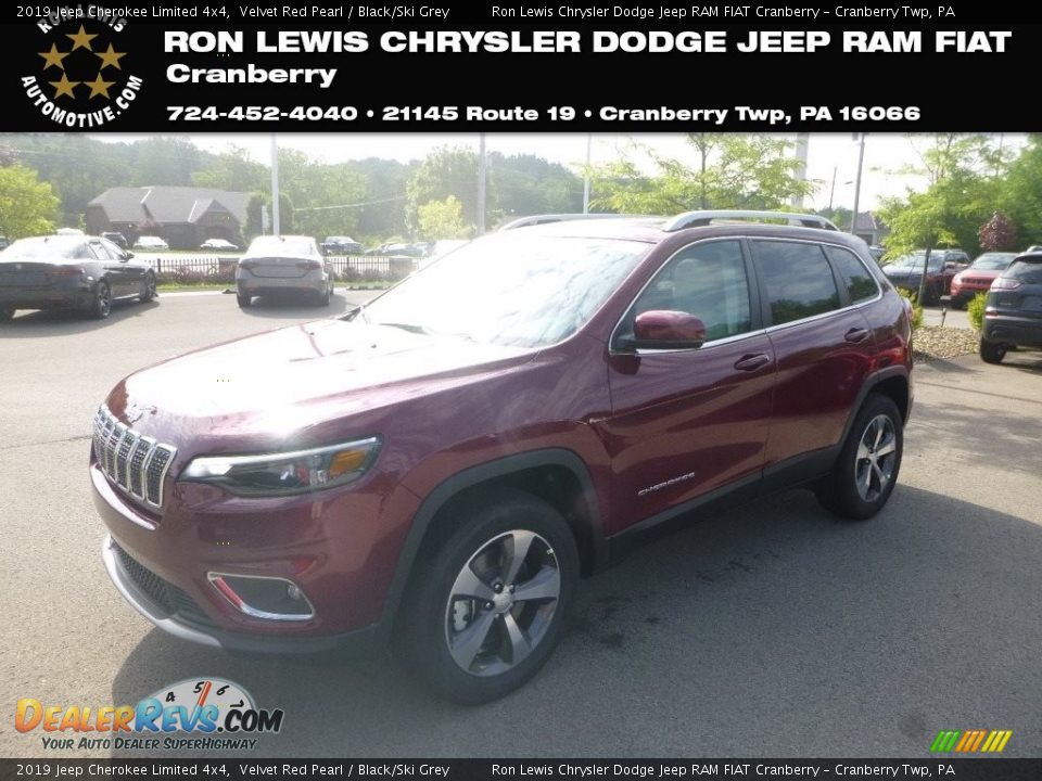 2019 Jeep Cherokee Limited 4x4 Velvet Red Pearl / Black/Ski Grey Photo #1