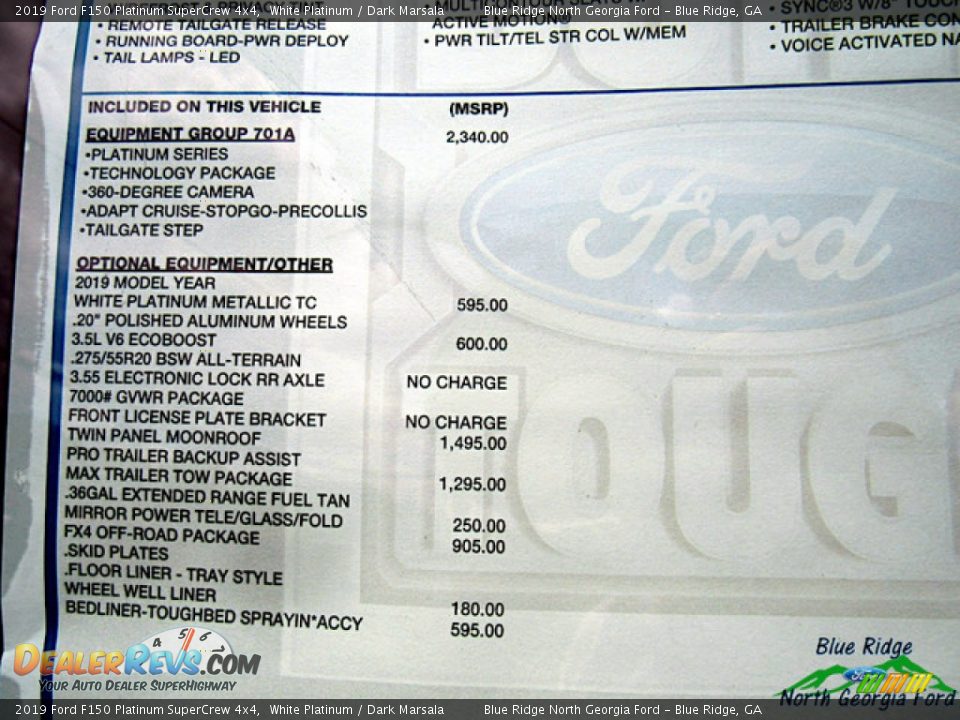 2019 Ford F150 Platinum SuperCrew 4x4 White Platinum / Dark Marsala Photo #30