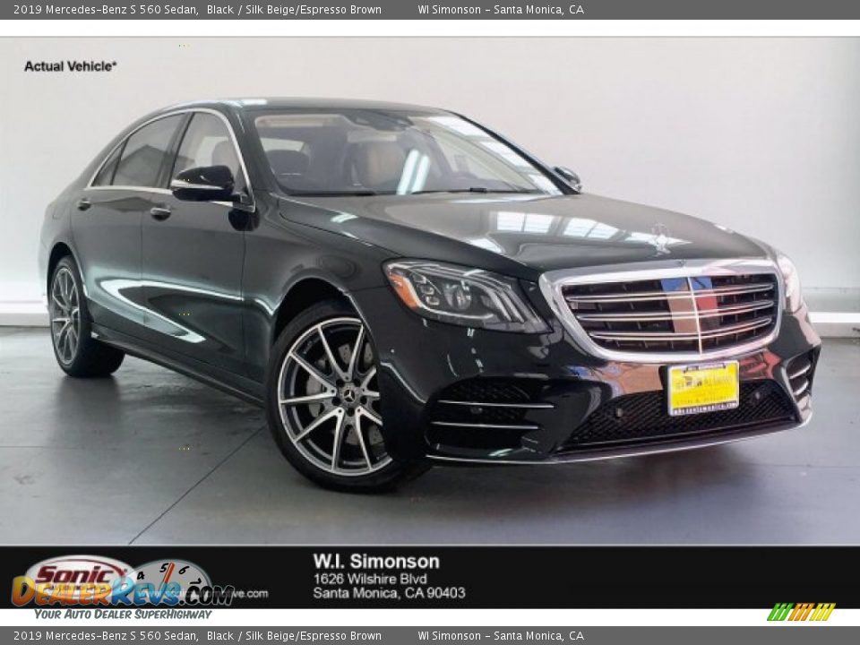 2019 Mercedes-Benz S 560 Sedan Black / Silk Beige/Espresso Brown Photo #1