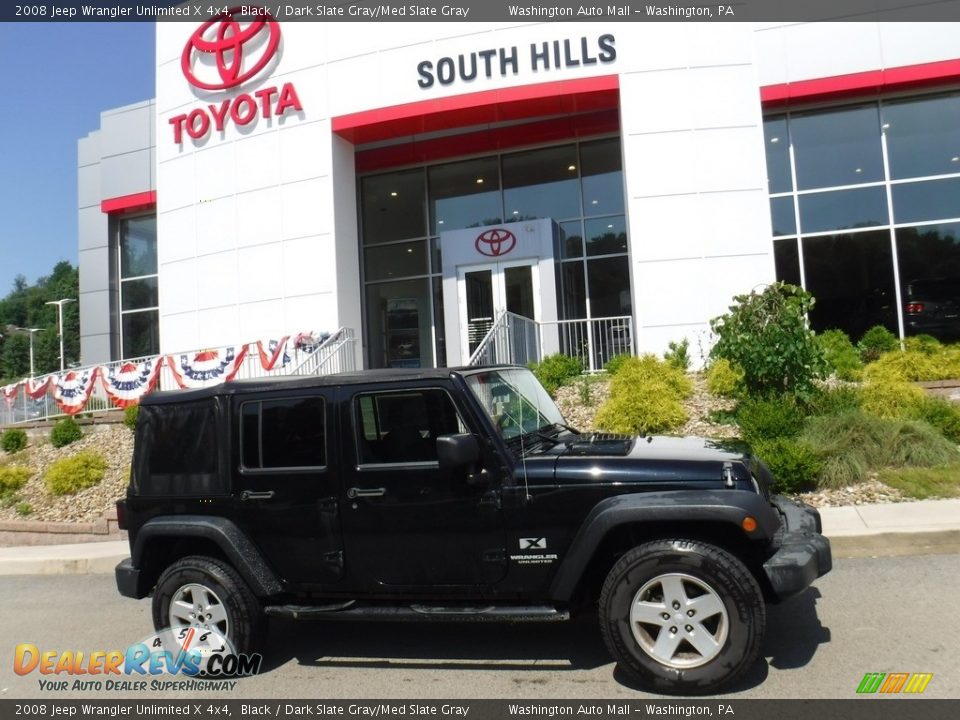 2008 Jeep Wrangler Unlimited X 4x4 Black / Dark Slate Gray/Med Slate Gray Photo #2
