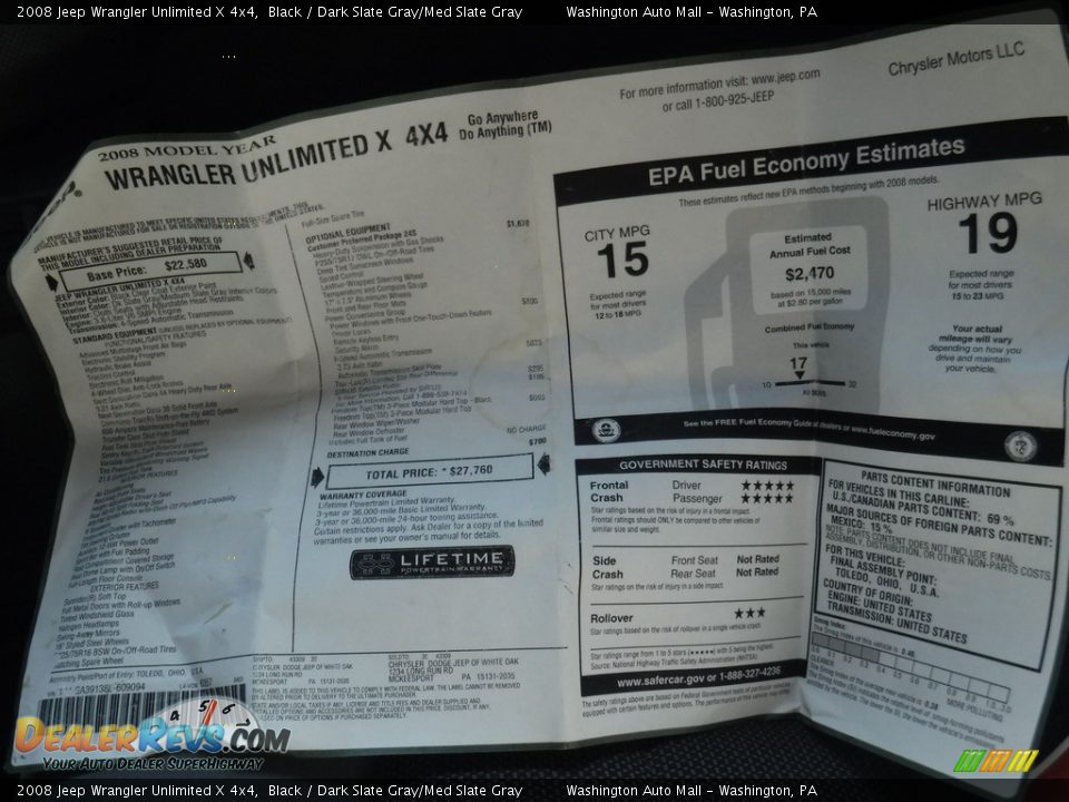 2008 Jeep Wrangler Unlimited X 4x4 Black / Dark Slate Gray/Med Slate Gray Photo #16