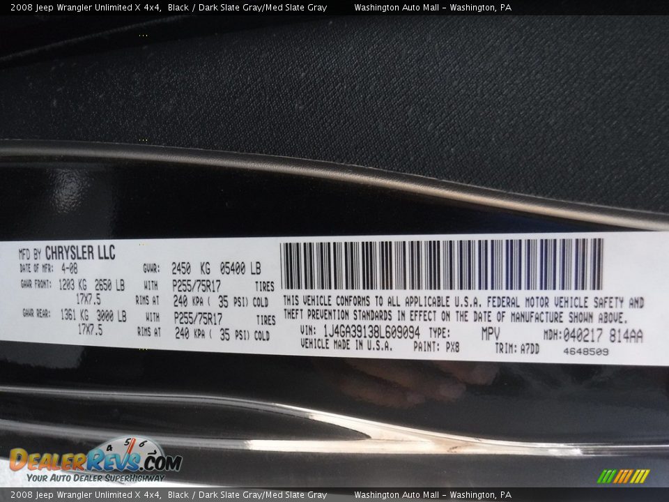 2008 Jeep Wrangler Unlimited X 4x4 Black / Dark Slate Gray/Med Slate Gray Photo #22