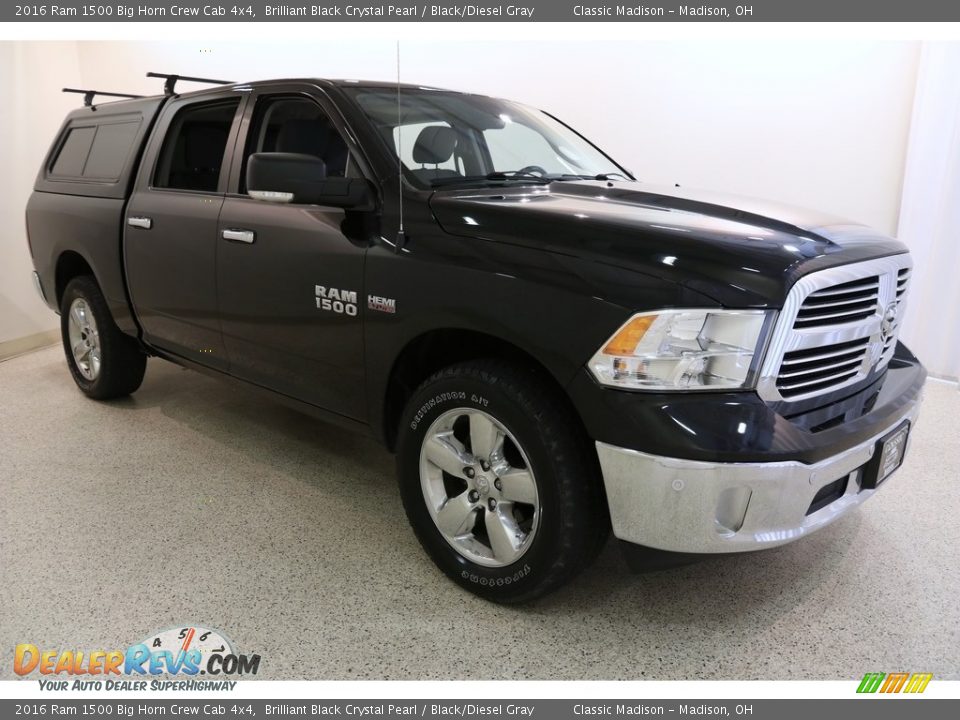 2016 Ram 1500 Big Horn Crew Cab 4x4 Brilliant Black Crystal Pearl / Black/Diesel Gray Photo #1