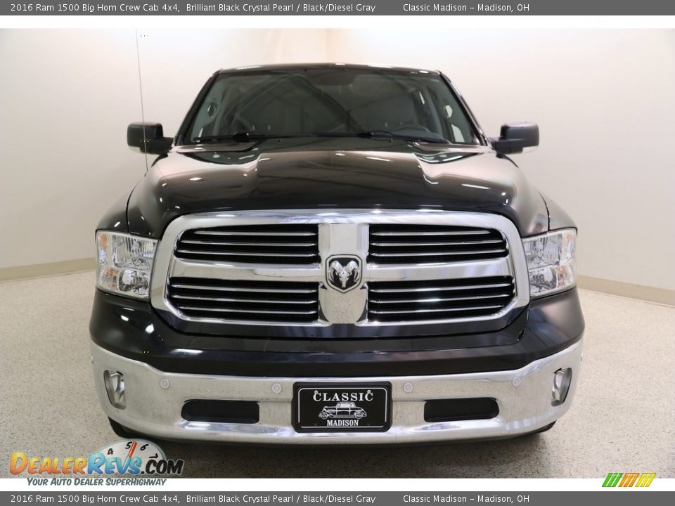 2016 Ram 1500 Big Horn Crew Cab 4x4 Brilliant Black Crystal Pearl / Black/Diesel Gray Photo #2