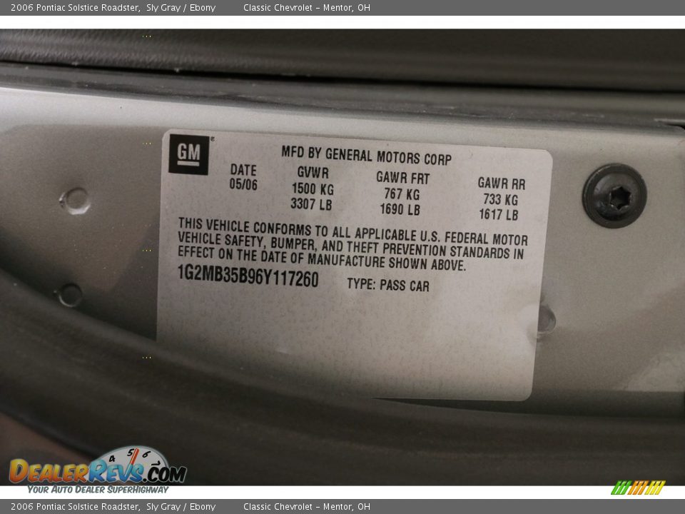2006 Pontiac Solstice Roadster Sly Gray / Ebony Photo #19