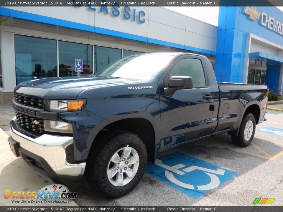 2019 Chevrolet Silverado 1500 WT Regular Cab 4WD Northsky Blue Metallic / Jet Black Photo #1