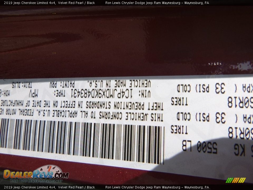 2019 Jeep Cherokee Limited 4x4 Velvet Red Pearl / Black Photo #14