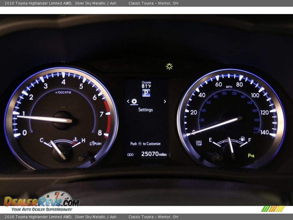 2016 Toyota Highlander Limited AWD Silver Sky Metallic / Ash Photo #8