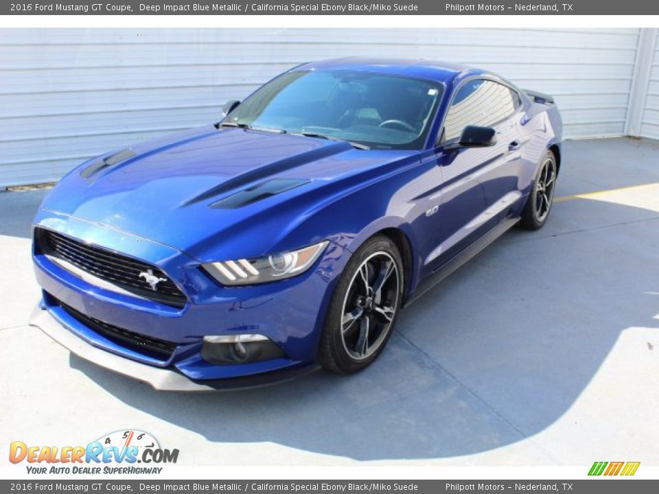 2016 Ford Mustang GT Coupe Deep Impact Blue Metallic / California Special Ebony Black/Miko Suede Photo #4