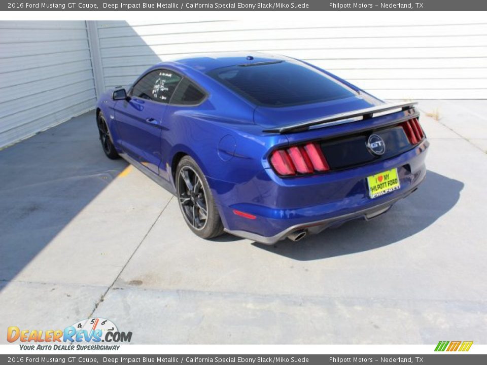 2016 Ford Mustang GT Coupe Deep Impact Blue Metallic / California Special Ebony Black/Miko Suede Photo #5