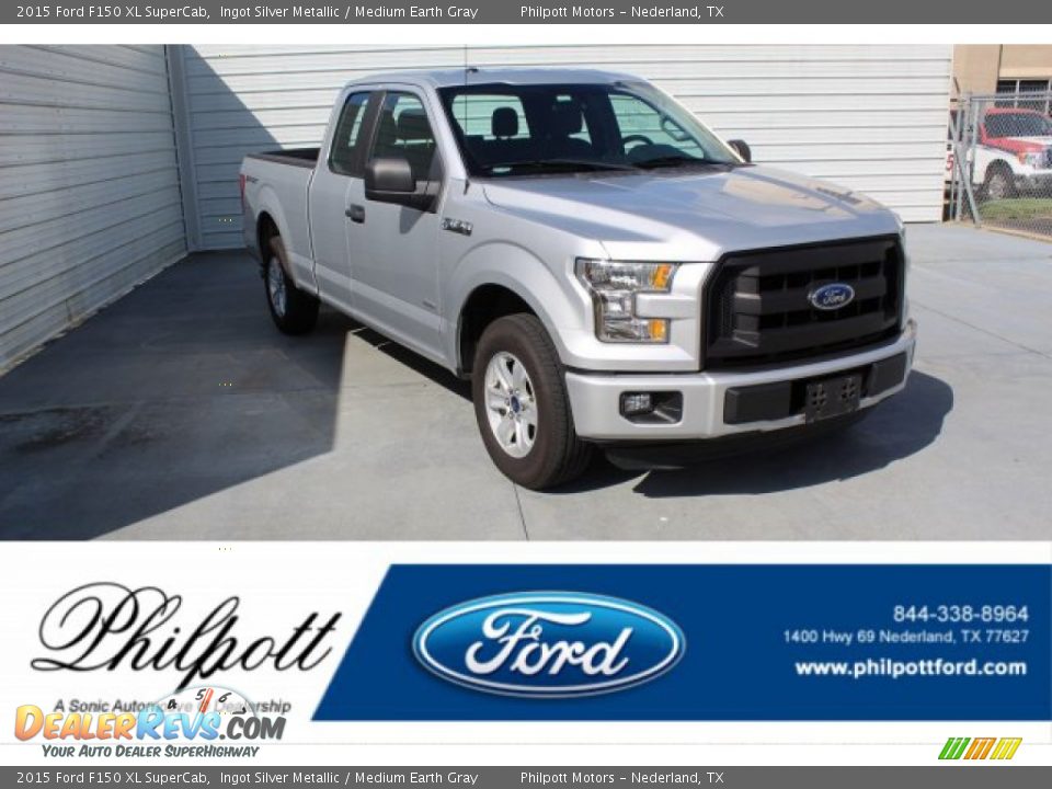 2015 Ford F150 XL SuperCab Ingot Silver Metallic / Medium Earth Gray Photo #1