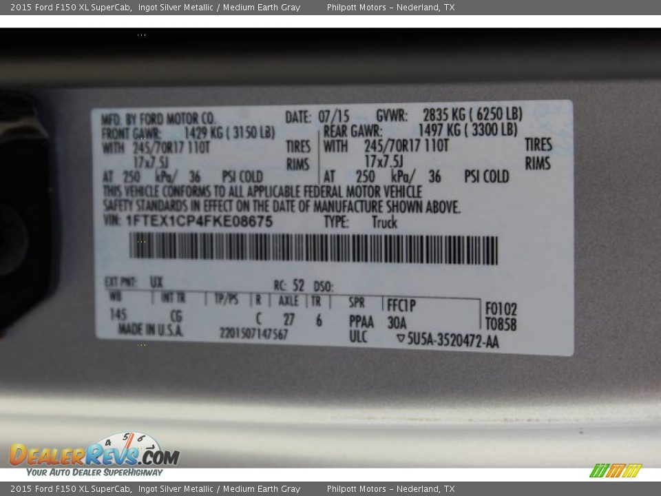 2015 Ford F150 XL SuperCab Ingot Silver Metallic / Medium Earth Gray Photo #24