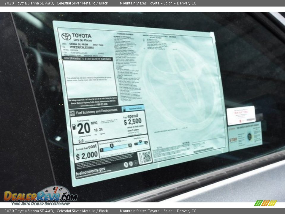 2020 Toyota Sienna SE AWD Window Sticker Photo #13