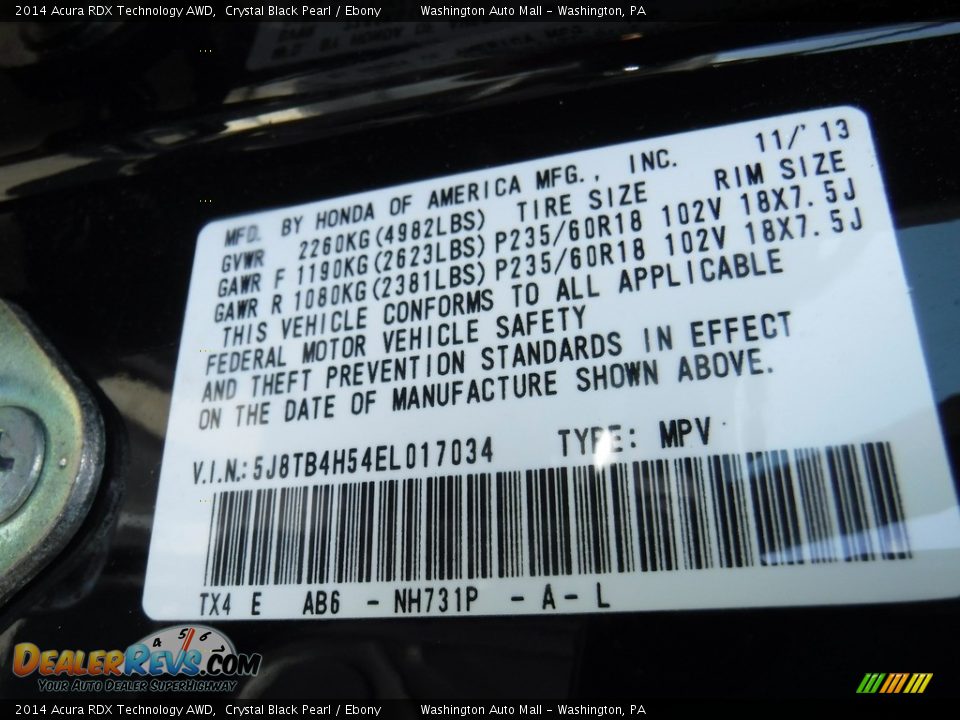 2014 Acura RDX Technology AWD Crystal Black Pearl / Ebony Photo #25