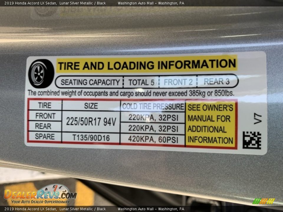 2019 Honda Accord LX Sedan Lunar Silver Metallic / Black Photo #8