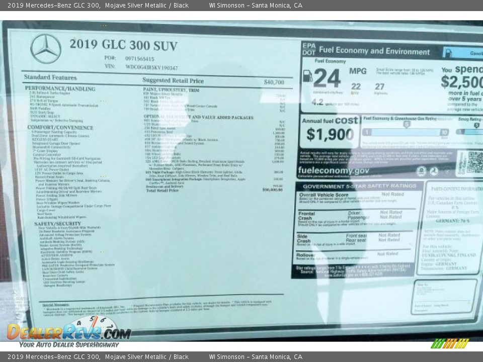 2019 Mercedes-Benz GLC 300 Mojave Silver Metallic / Black Photo #10