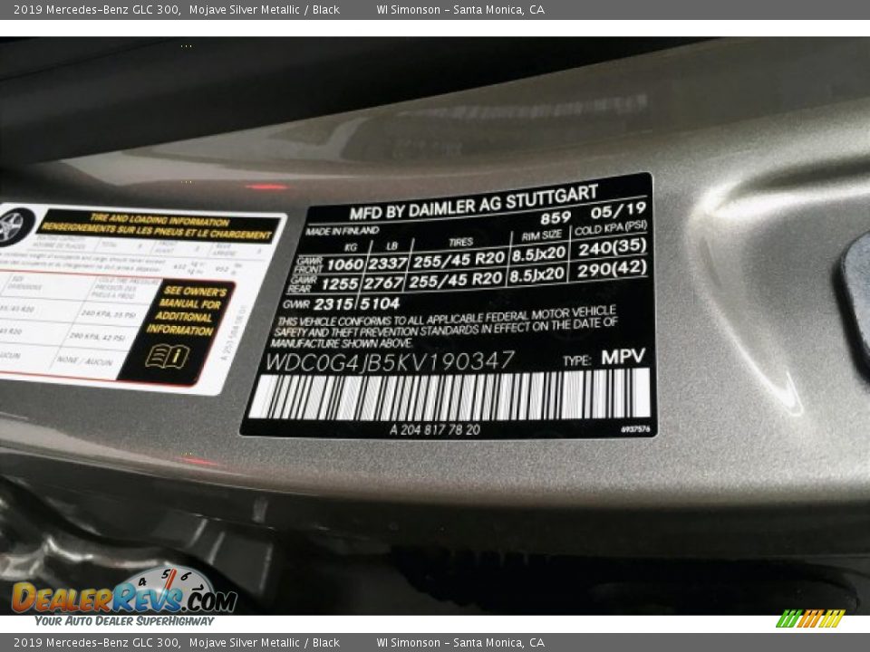 2019 Mercedes-Benz GLC 300 Mojave Silver Metallic / Black Photo #11