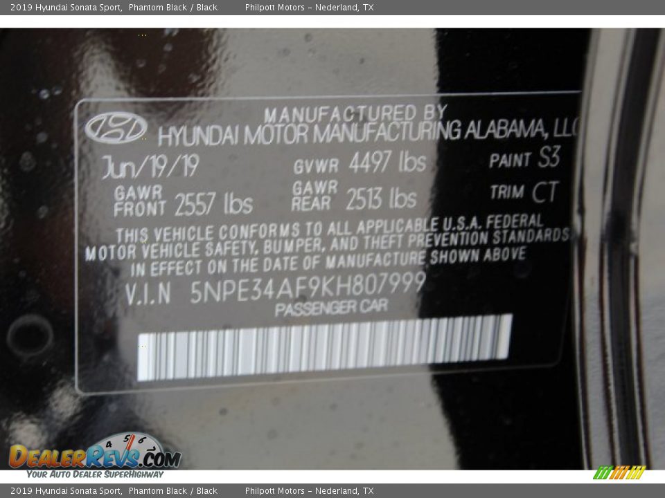 2019 Hyundai Sonata Sport Phantom Black / Black Photo #26